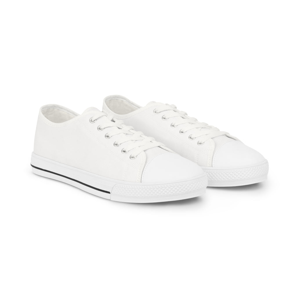 Classic White Low Top Sneakers – Men's Casual Canvas Shoes