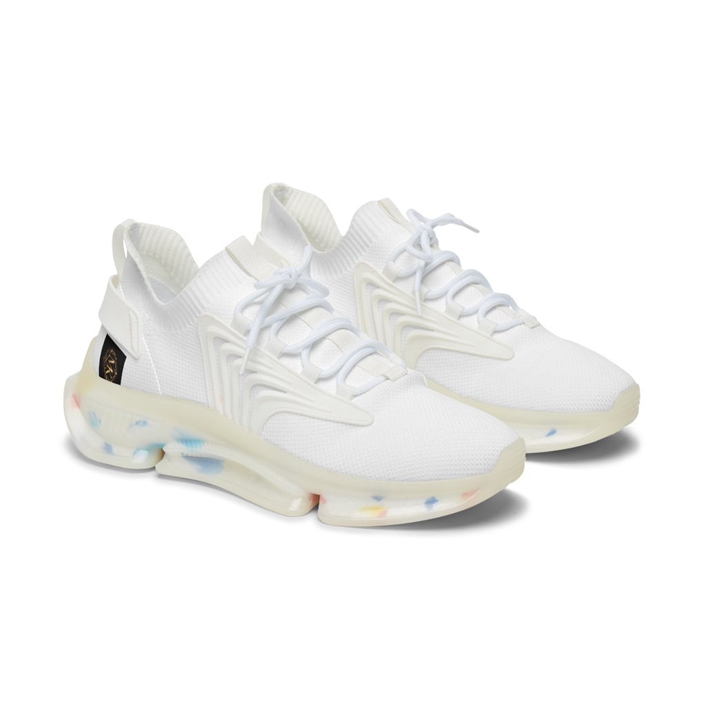 Women’s White Mesh Sneakers — Lightweight Breathable Athletic Shoes with Color-Flush Sole