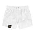 Men's White Swim Trunks – Minimal Logo Beach Shorts
