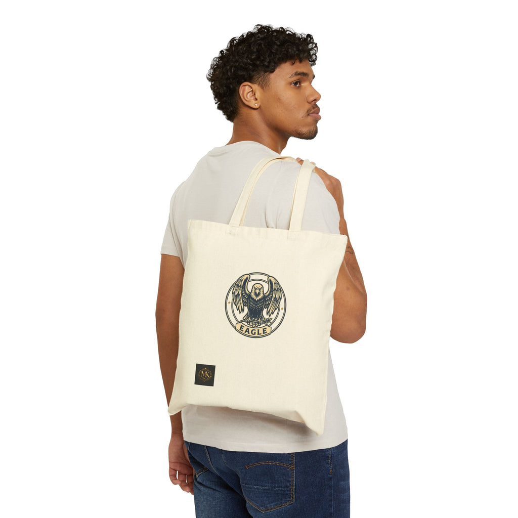 Eagle Emblem Cotton Tote Bag — Vintage Wildlife Canvas Shopper
