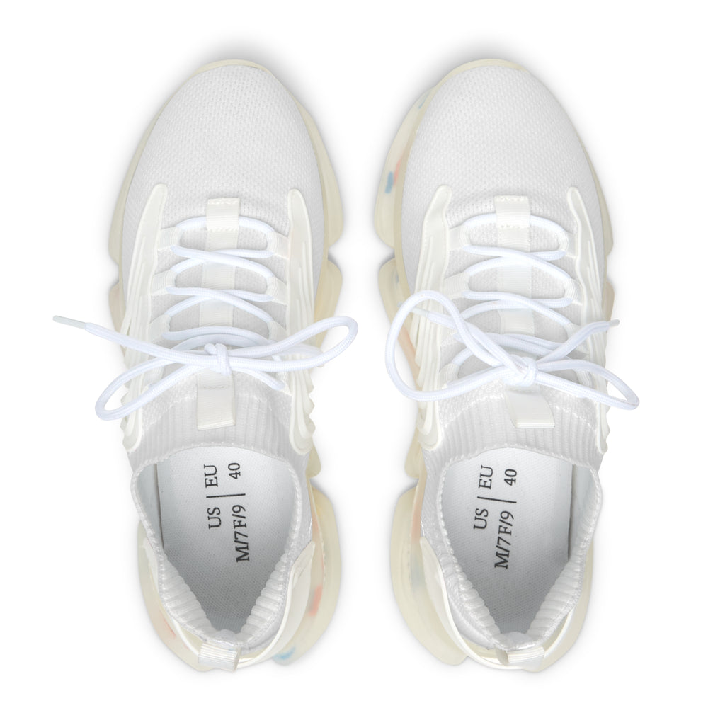 Women’s White Mesh Sneakers — Lightweight Breathable Athletic Shoes with Color-Flush Sole