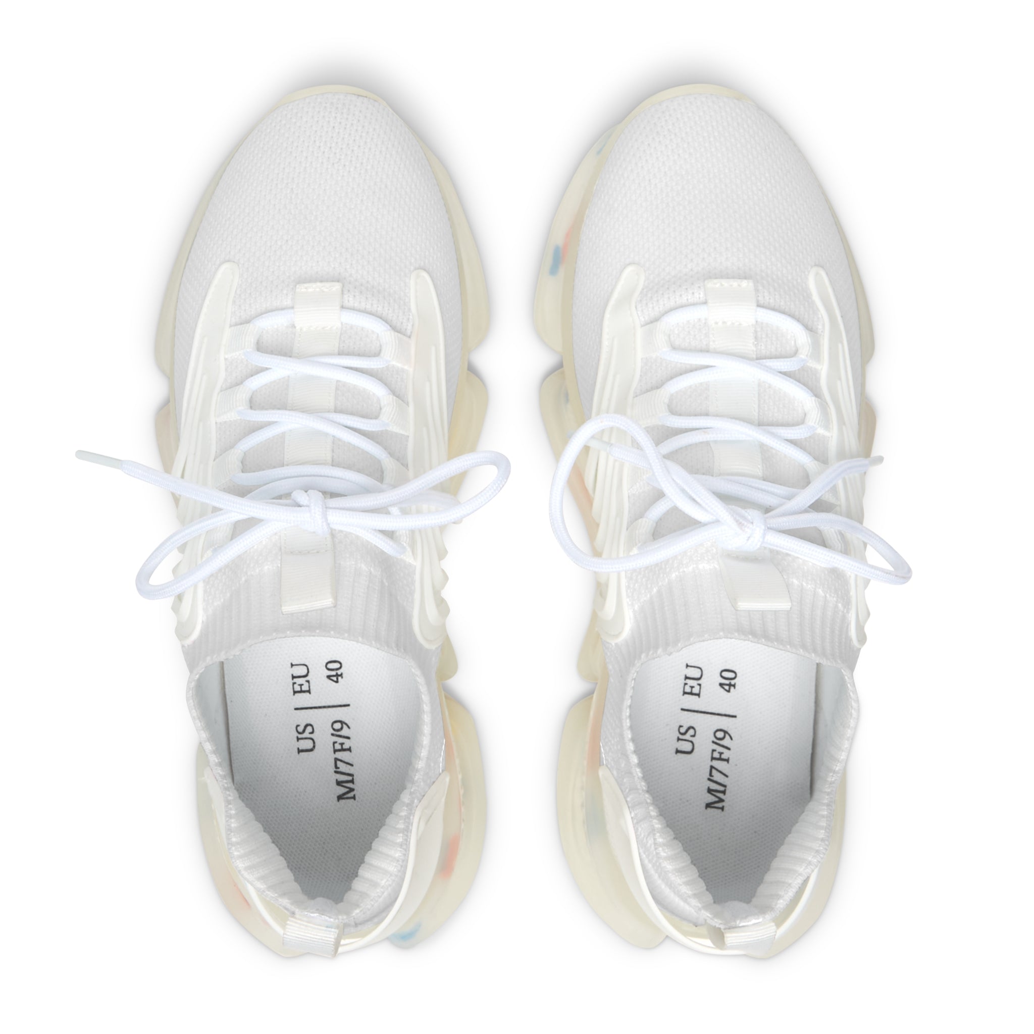 Women’s White Mesh Sneakers — Lightweight Breathable Athletic Shoes with Color-Flush Sole